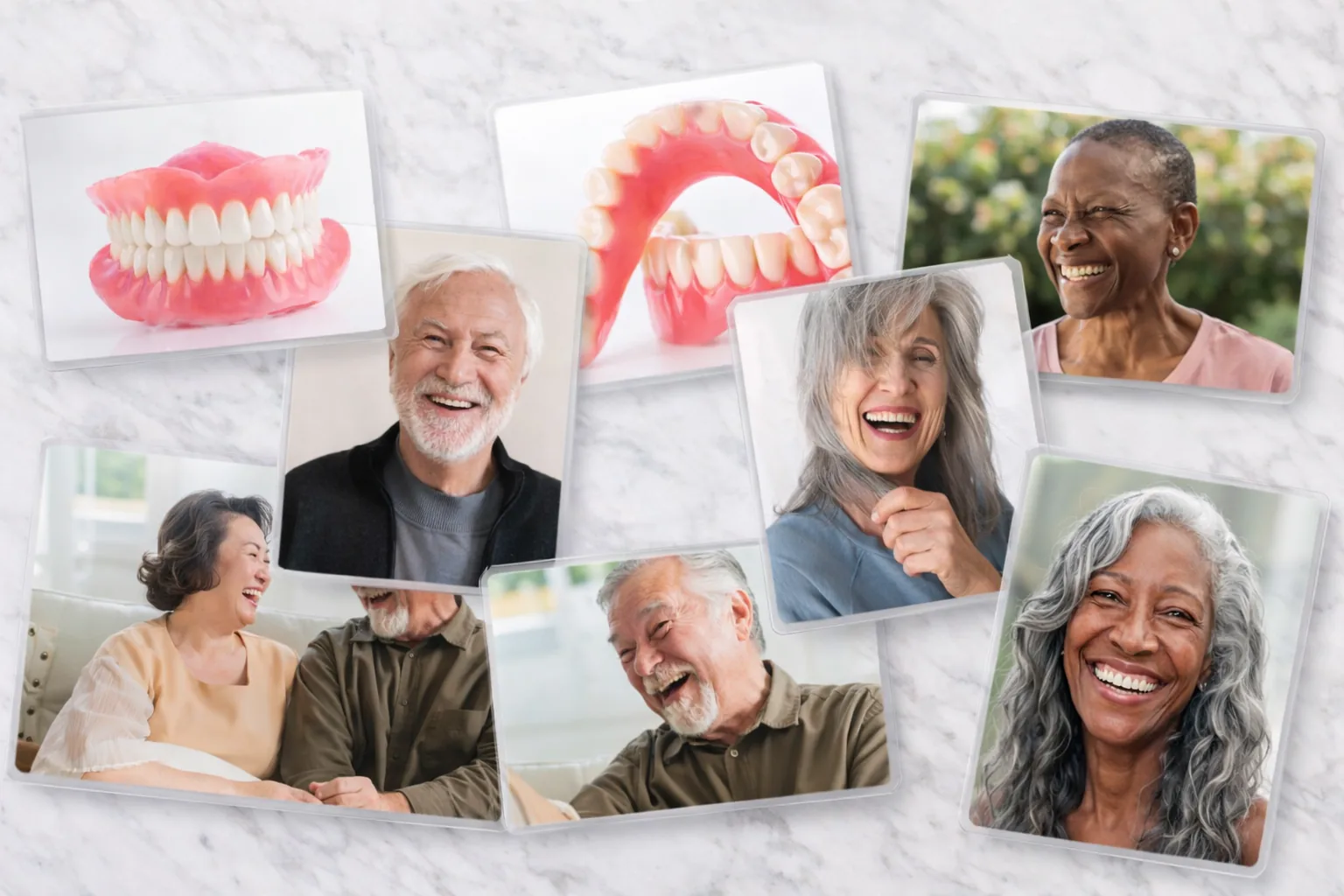MAP Dental dentures smile collage West Houston — MAP Dental Center Houston Greenhouse Rd.